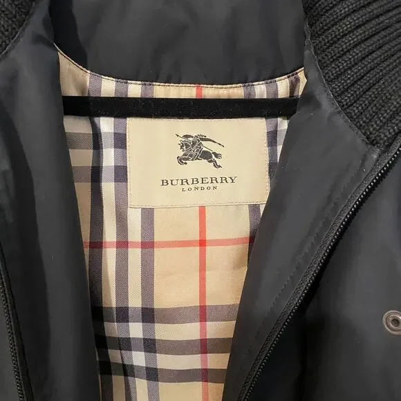 Burberry Calandra Black Coat Jacket interior Novacheck Lining Winter sz S - Picture 14 of 15